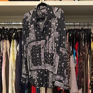 Zara Black and White Patterned Men's Shirt